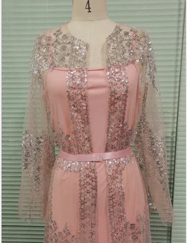 2025 Abaya Dubai Muslim Luxury Dress High Class Embroidery Lace Sequins Ramadan Kaftan Isla African Clothes 2 Piece Set