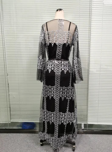 2025 Abaya Dubai Muslim Luxury Dress High Class Embroidery Lace Sequins Ramadan Kaftan Isla African Clothes 2 Piece Set