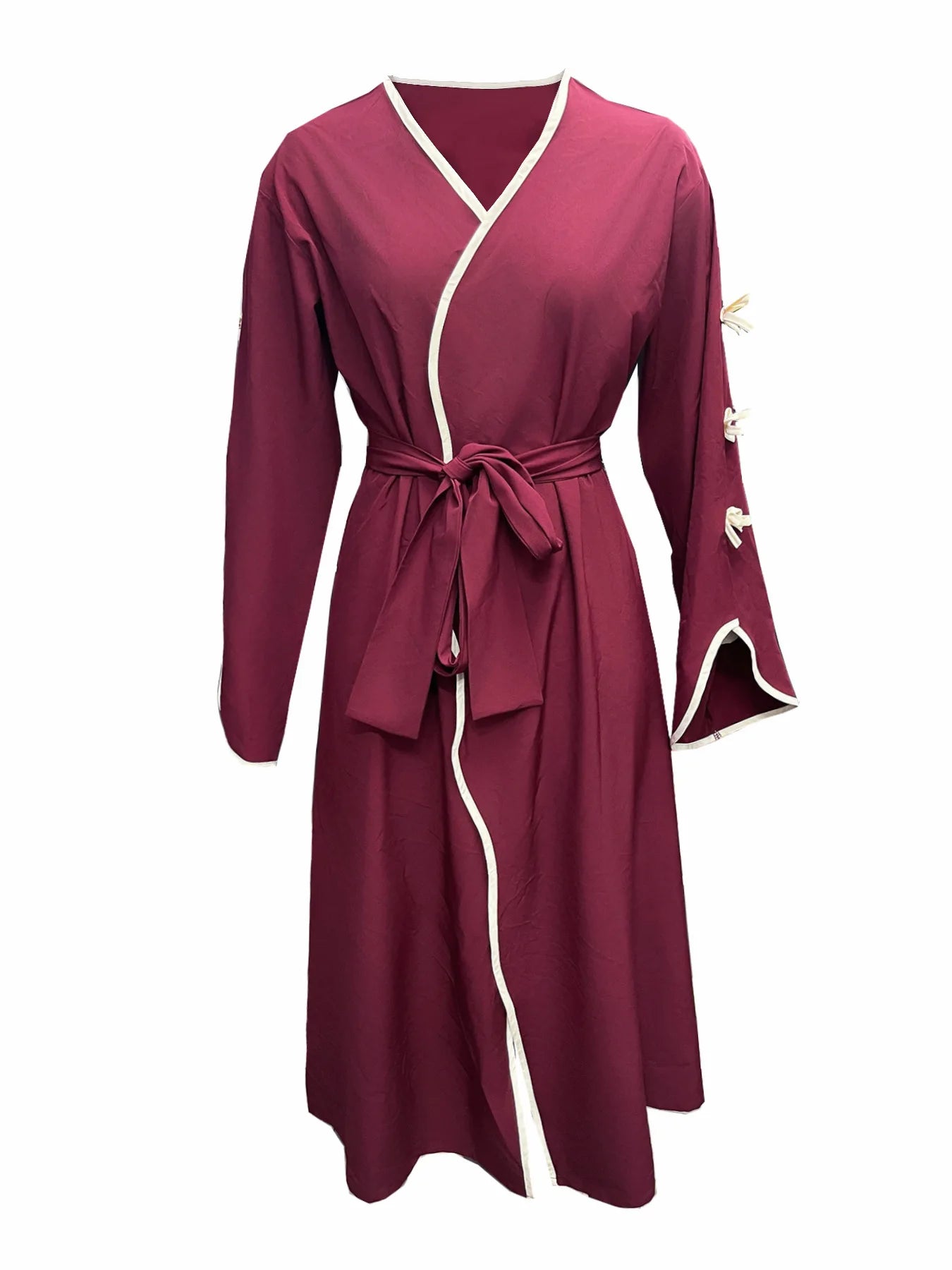 2025 New Dubai Stylish Islamic Black Abaya for Muslim Women Belted Design with Bow Detailing Modest Long Dress for Middle East